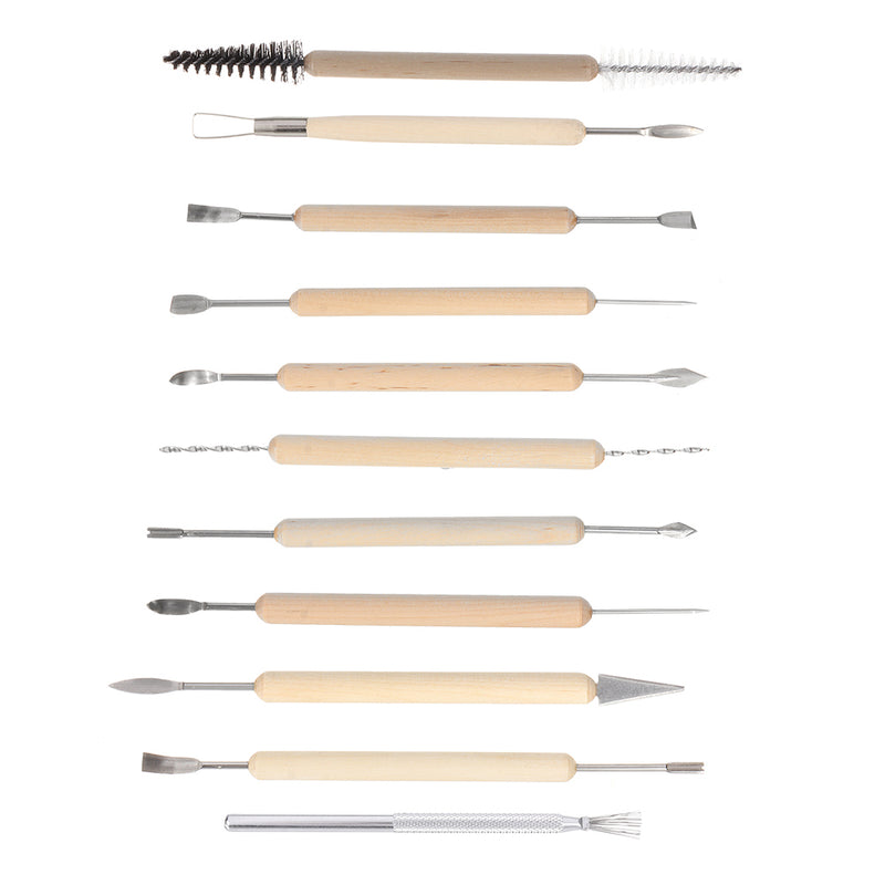 11Pcs Clay Sculpting Tool Kit Sculpt Smoothing Wax Carving Pottery Ceramic Tools Polymer Shapers Modeling Carved Tool