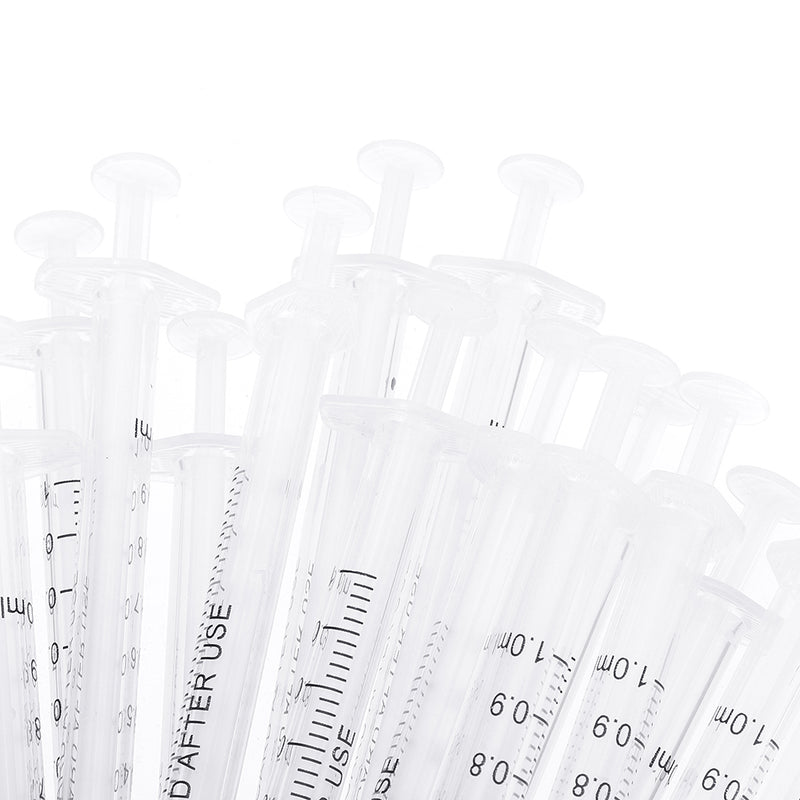 20Pcs/Set 1ml Plastic Dispensing Syringe Injector No Needles 0.01ml Graduation for Refilling and Measuring Liquids Industrial Glue Applicator