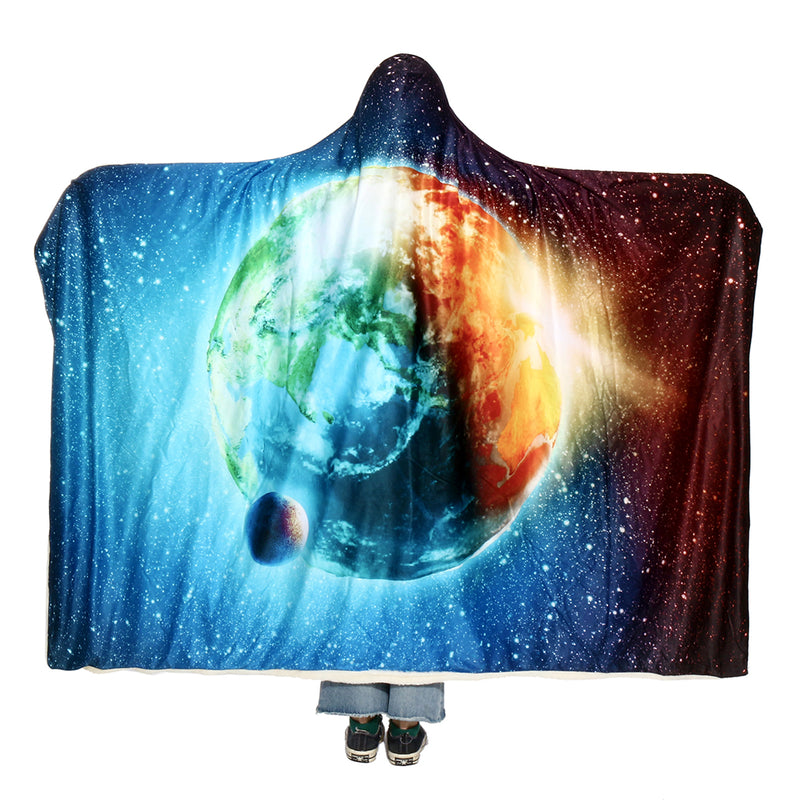 150x200cm Starry Sky Hooded Blankets Wearable Soft Winter Bed Cover Halloween