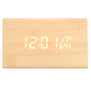USB Voice Control Wooden Wooden Triangle Temperature LED Digital Alarm Clock Humidity Thermometer