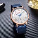 NAVIFORCE 3006 Mesh Steel Band Calendar Quartz Watch Casual Waterproof Men Wrist Watch