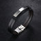Double Black Stainless Steel Men's Leather Bracelet