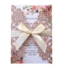 10Pcs Wedding Invitation Greeting Cards Laser Cut Party Invitations with Brown Kraft Card Inser