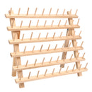 60 Spools Sewing Thread Rack Embroidery Storage Wooden Holder Cones Stand Shelf Needlework Tool