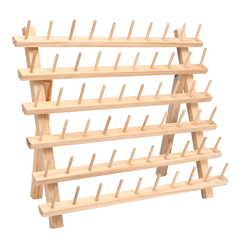 60 Spools Sewing Thread Rack Embroidery Storage Wooden Holder Cones Stand Shelf Needlework Tool