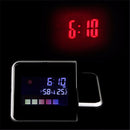 Digital LCD Time Projector Snooze Alarm Clock Temperature Weather Humidity LED