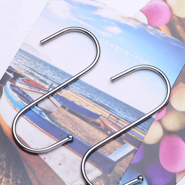 10 Pcs Stainless Steel Hanger Clasp Rack S Shape Hooks Clothes Pot Pan Cloth Hanger