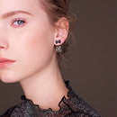 Sweet 925 Sterling Silver Earrings Full Rhinestone Bowknot Ball Stud Earrings for Women