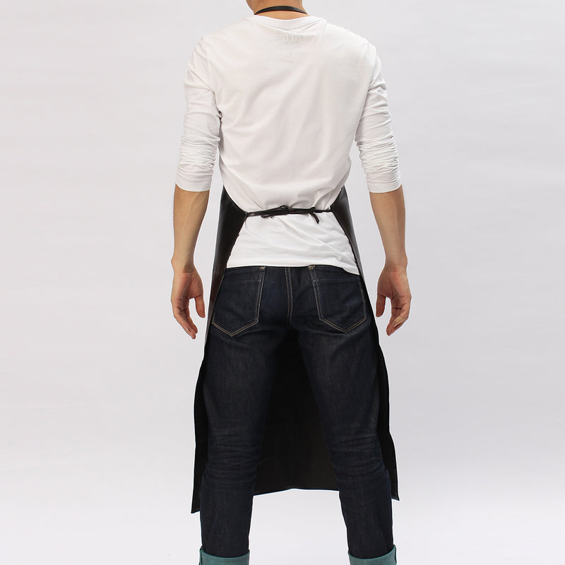 Men Faux Leather Bib Apron Waterproof Kitchen Restaurant Cooking Butchers Aprons