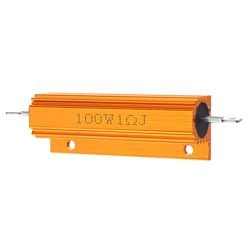 5pcs RX24 100W 1R 1RJ Metal Aluminum Case High Power Resistor Golden Metal Shell Case Heatsink Resistance Resistor
