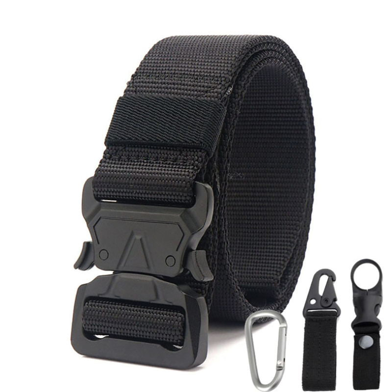 Xmund XD-TB3 125cm Men's 1000D Nylon Belt Metal Buckle Quick Release Tactical Belts With Carabiner Eagle Mouth Buckle Beverage Hanging Belt
