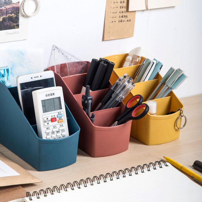 Desktop 4 Grids Pen Holder Storage Box Stationery Cosmetics Makeup Brushes Holder Sundries Organizer Office Home School Supplies