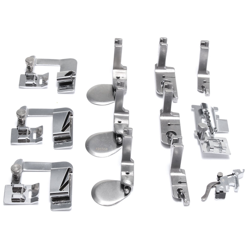 12Pcs Single Needle Sewing Machine Tools Parts Adjustable Bias Tape Binder Rolled Hemmers