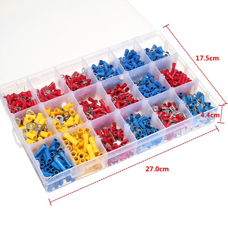 1200Pcs Assorted Insulated Electrical Wire Terminals Connectors Crimp Set