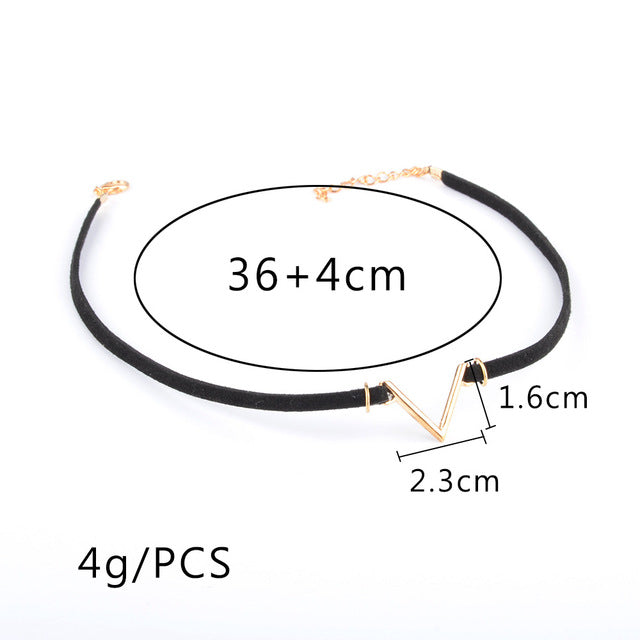 Simple Deerskin V-shaped Pendant Necklace