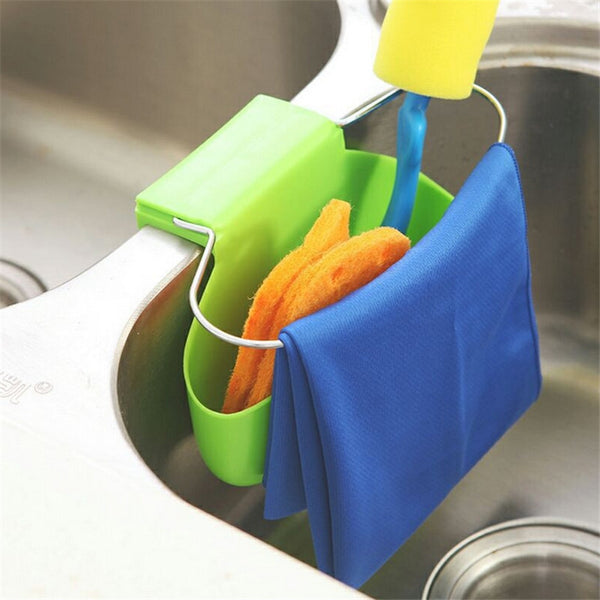 Sink Hanging Storage Bag Strainer Sucker Holder Iron Ring Organizer Draining Faucet Sponge Rack