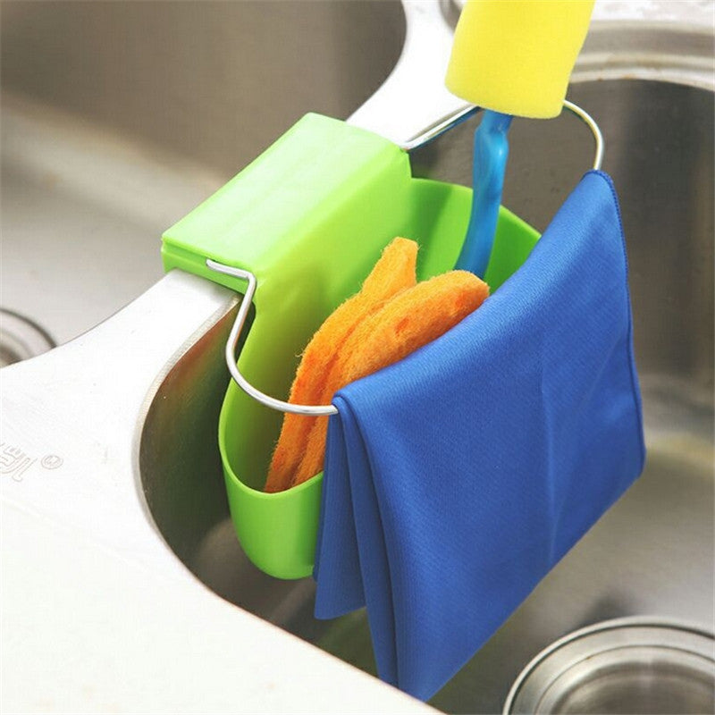 Sink Hanging Storage Bag Strainer Sucker Holder Iron Ring Organizer Draining Faucet Sponge Rack