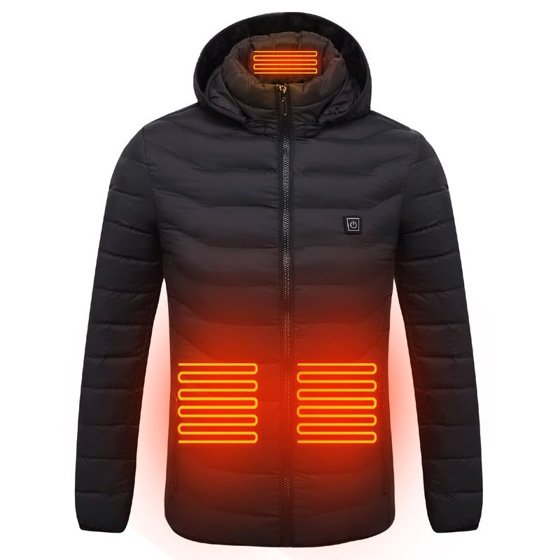Electric USB Intelligent Heated Warm Back Abdomen Neck Cervical Spine Hooded Winter Jacket Motorcycle Skiing Riding Coats
