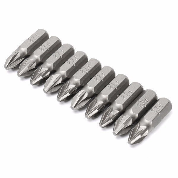 10pcs PZ2 25mm Drive Screwdriver Bits Hex Magnetic Power Tool