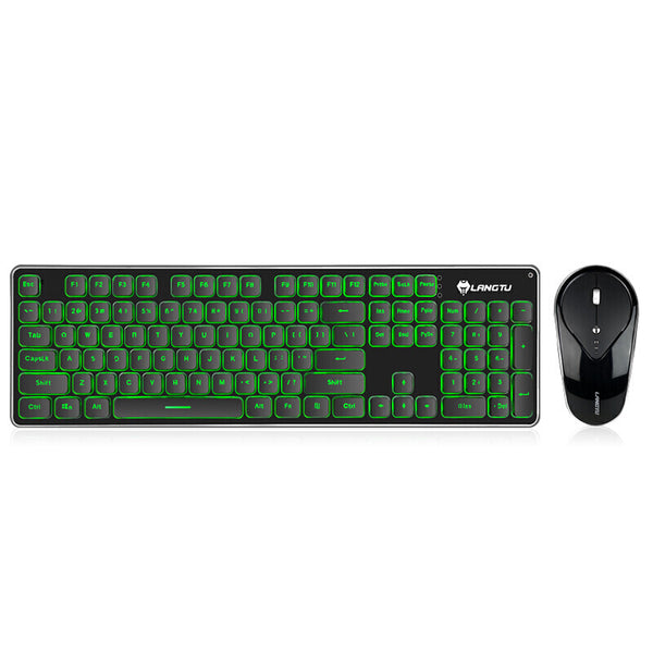 LANGTU LT600 Mechanical Keyboard & Mouse Set Rechargeable 2.4GHz Wireless 104 Keys Backlit USB Ergonomic Gaming Keyboard + 1600DPI Optical Gamer Mouse Combo