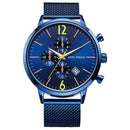 MINI FOCUS MF0185G Business Style Complete Calendar Mesh Steel Men Wristwatch Quartz Watch