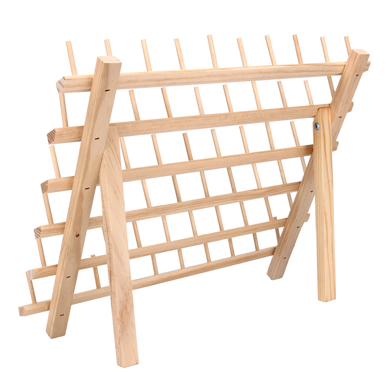 60 Spools Sewing Thread Rack Embroidery Storage Wooden Holder Cones Stand Shelf Needlework Tool