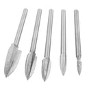 HILDA 3mm Shank 5Pcs 3-8mm Milling Cutters White Steel Three Blades Wood Carving Knives