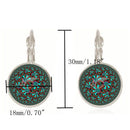 Bohemian Green Flower Earrings Round Shape Drop Earrings Retro French Earring For Women