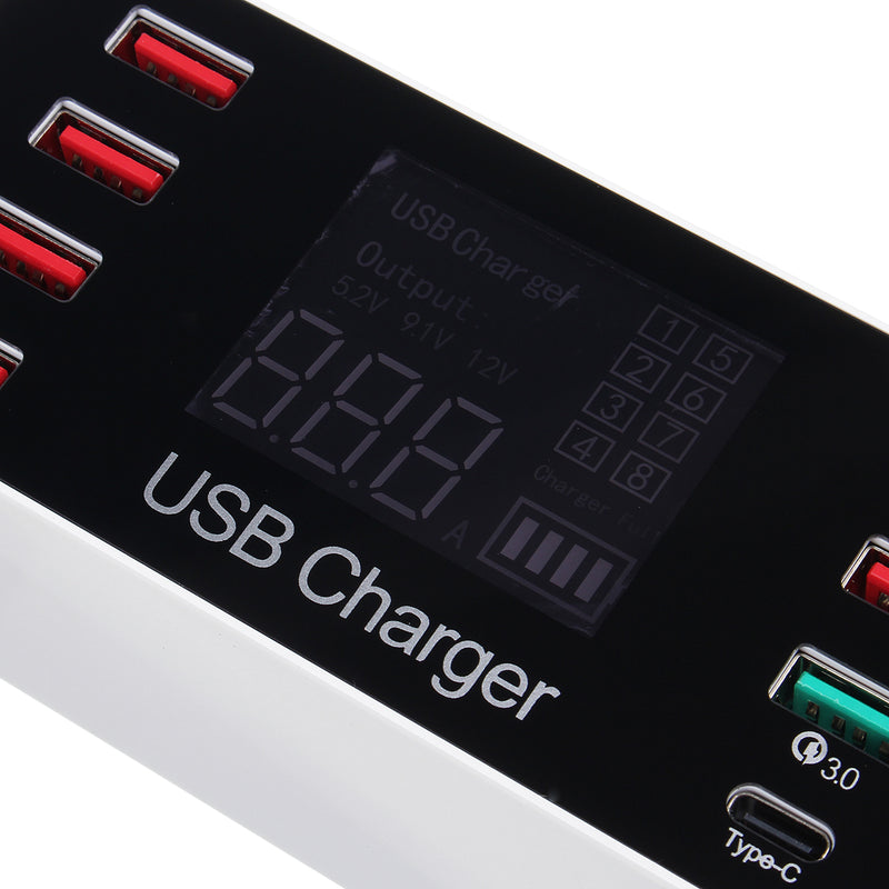 40W QC Smart Desktop Fast Charging Station Charger 7 USB Port Charger For Travel