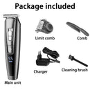 Mens Hair Clipper Cordless Rechargeable LCD Display Electric Trimmer Shaver Kit