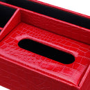 PU Leather Multi-function Tissue Box Desktop Living Room Remote Control Box Wooden Storage Paper Extractio