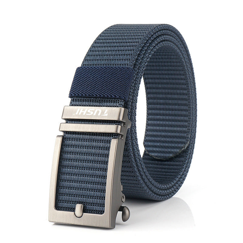 TUSHI 120cm Punch Free Black/Silver Buckle Tactical Belt Quick Release Nylon Waist Belts Casual Belt