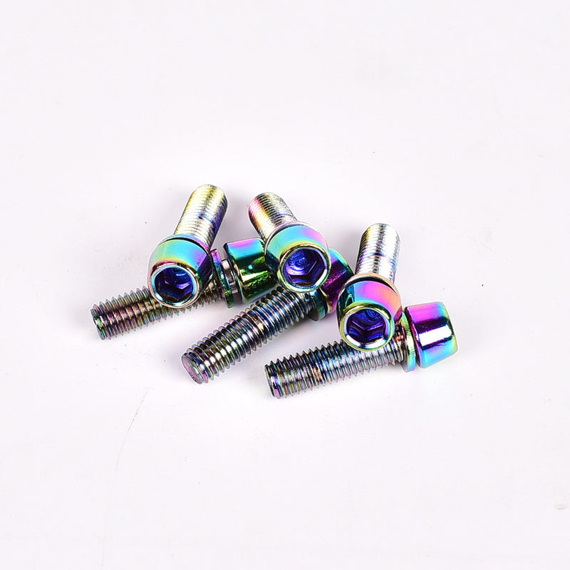 6Pcs/Box Mountain Bike Bicycle Handlebar Alloy Screw Titanium Plated Screw M5/M6*18MM