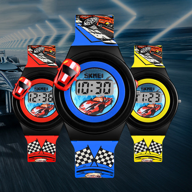 SKMEI 1376 Cartoon Car Children Digital Watch Creative Date Display Fashion Watch