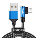 Marjay 2.4A Micro USB Type-C 90 Degree Elbow Fast Charging Data Cable For Huawei P30 Pro Xiaomi Mi9  Redmi 7A Redmi 6Pro OUKITEL Y4800 S10+ Note10