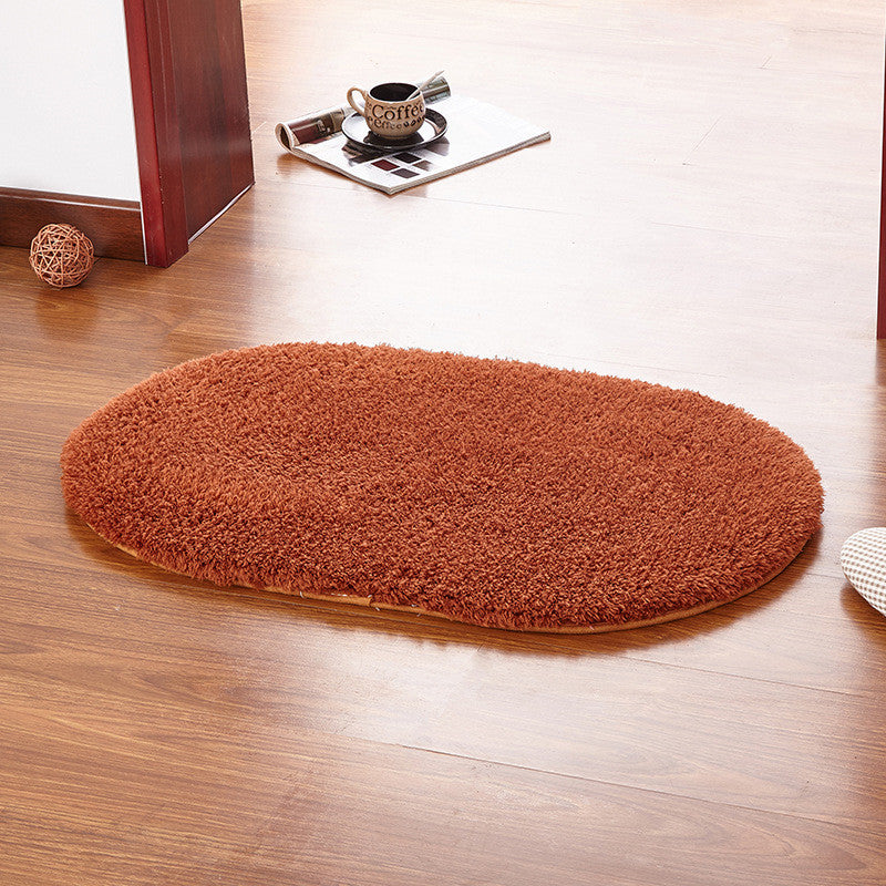 Mrosaa Soft Bath Mats Bedroom Bathroom Carpet Plush Mat Slip-Resistant Pad Oval Doormat Water Absorption Floor Mat