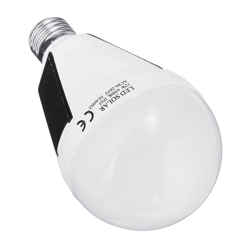 Solar Powered E27 12W White Portable Outdoor LED Emergency Light Bulb for Garden Camping AC85-265V