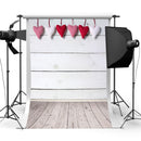 5x7FT Vinyl Valentine's Day Heart Wood Floor Photography Backdrop Background Studio Prop