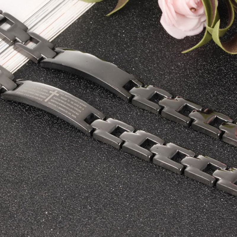Spanish Bible Lord's Prayer Bracelet Corrosion Cross Stainless Steel Men's Bracelet
