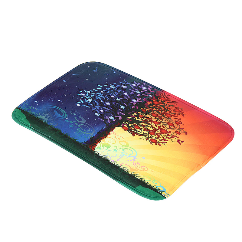 Day & Night Tree Shower Curtain Liner Bathroom Mat Set w/ Hooks Polyester Fabric