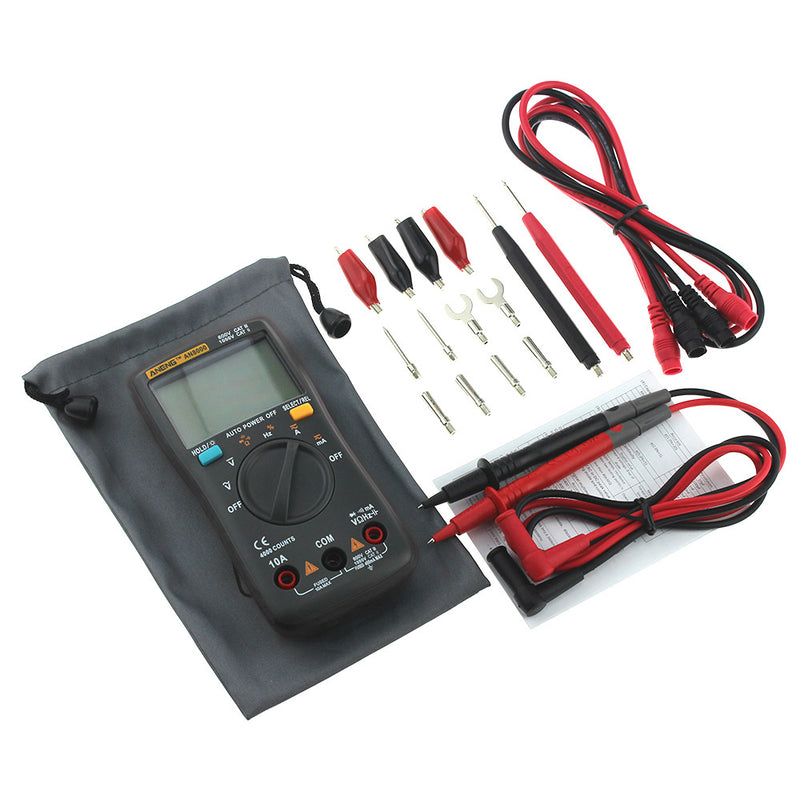ANENG AN8000 Black Digital Multimeter Voltmeter Ammeter Ohmmeter Volt AC DC Ohm Tester Meter + Test Lead Set
