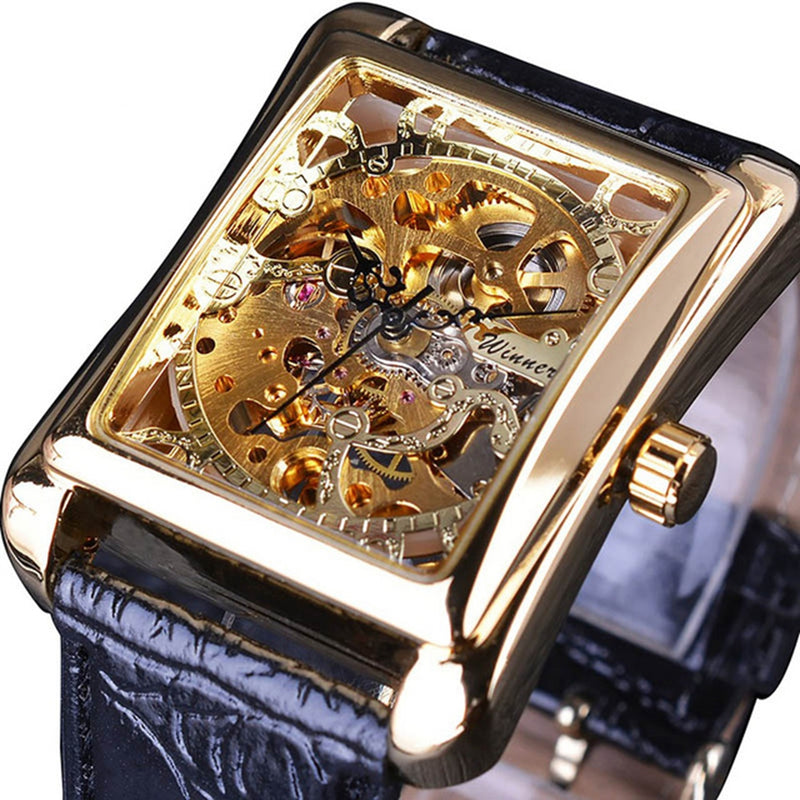 GMT983-1 Self-Wind Mechanical Watch Casual Style Rectangle Dial Stainless Steel Men Watches