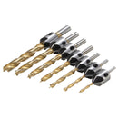 7pcs 3-10mm 5 Flute HSS Countersink Drill Bit Set Carpentry Reamer Woodworking Chamfer End Milling