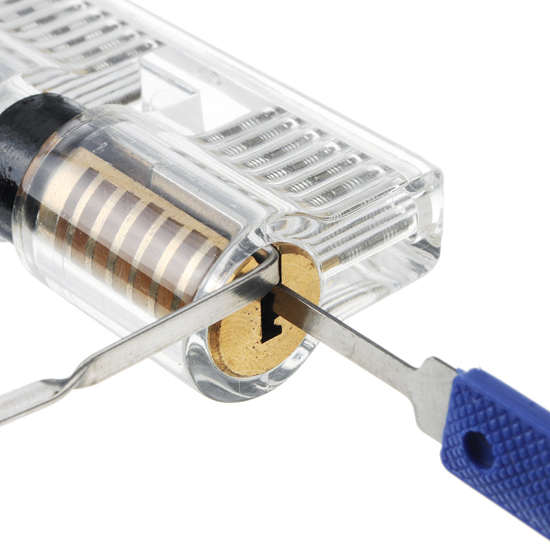 18 Locksmith Tools Practice Transparent Lock Kit With Broken Key Extractor Wrench Tool Removing Hooks Hardware Lock Picks