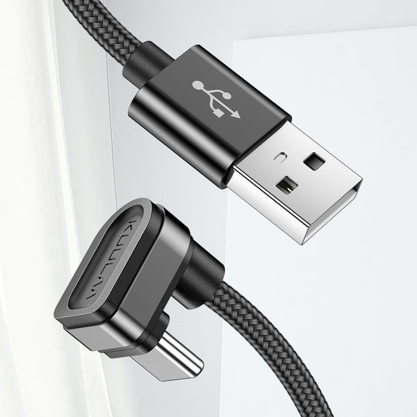 KUULAA 90 Degree Angle U-Shape Design Game 2A Nylon Type-C Data Cable for Samsung S10+ Xiaomi Mi8 Redmi Note8 HUAWEI Mate20