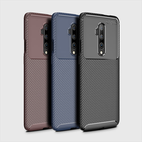 For OnePlus 7T Pro Case Bakeey Luxury Carbon Fiber Shockproof Anti-fingerprint Silicone Protective Case