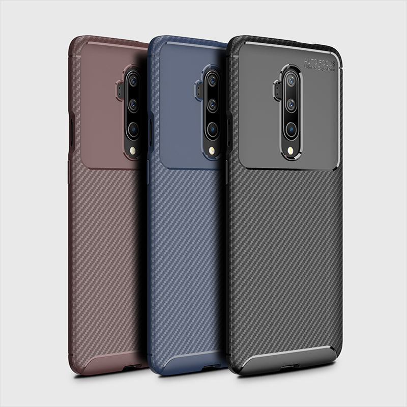 For OnePlus 7T Pro Case Bakeey Luxury Carbon Fiber Shockproof Anti-fingerprint Silicone Protective Case