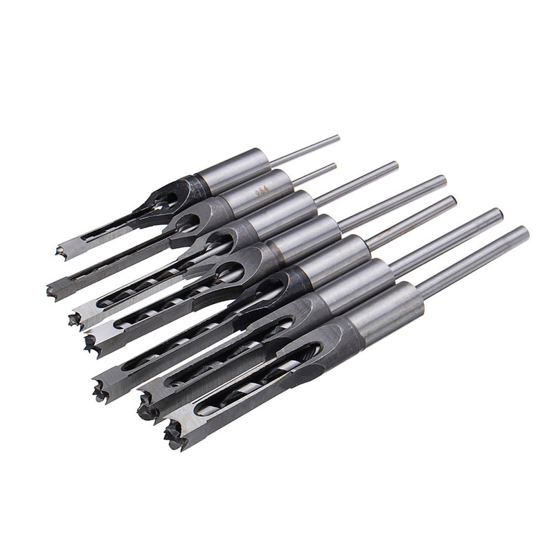 7pcs 6-12.7mm Square Hole Saw Drill Bit Set Mortising Chisel Twist Auger Drill Bits