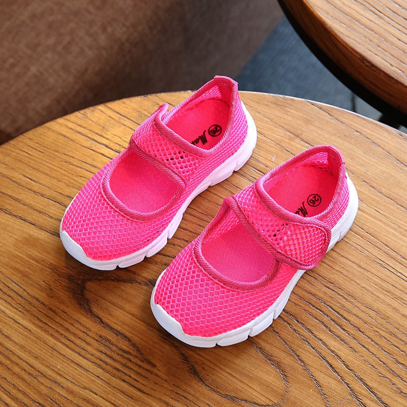 Girls Mesh Breathable Pure Color Hook Loop Casual Kids Shoes