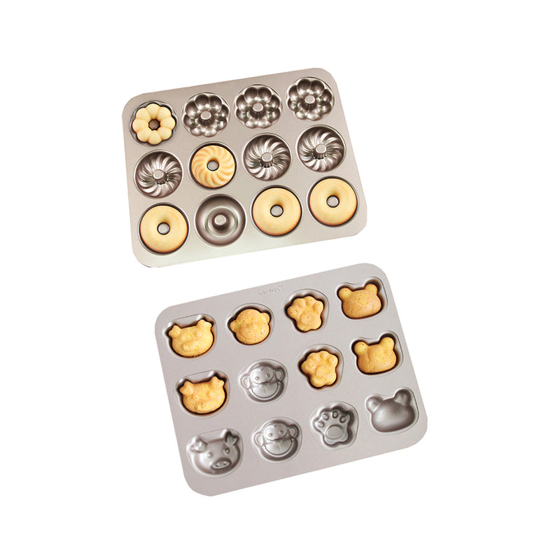 Stainless Steel  12 Continuous Mold Non-stick Household Donut Cake Mold Small Bread Baking Mold